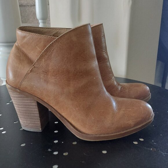 Lucky Brand Brown Leather Booties Sz 6M - Picture 1 of 8